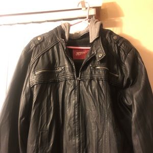 Men’s black leather jacket